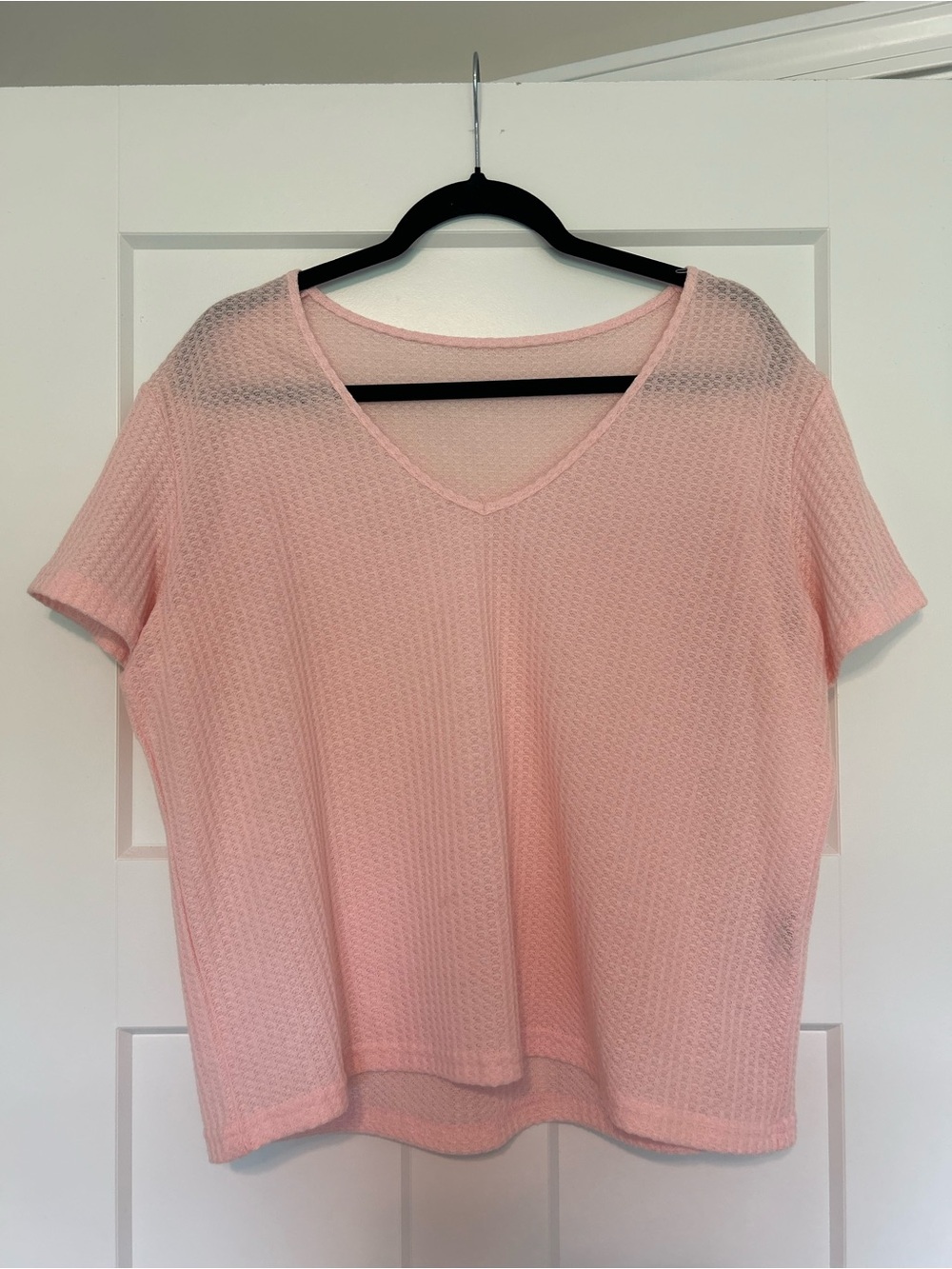 Light Pink V-Neck Women's Top